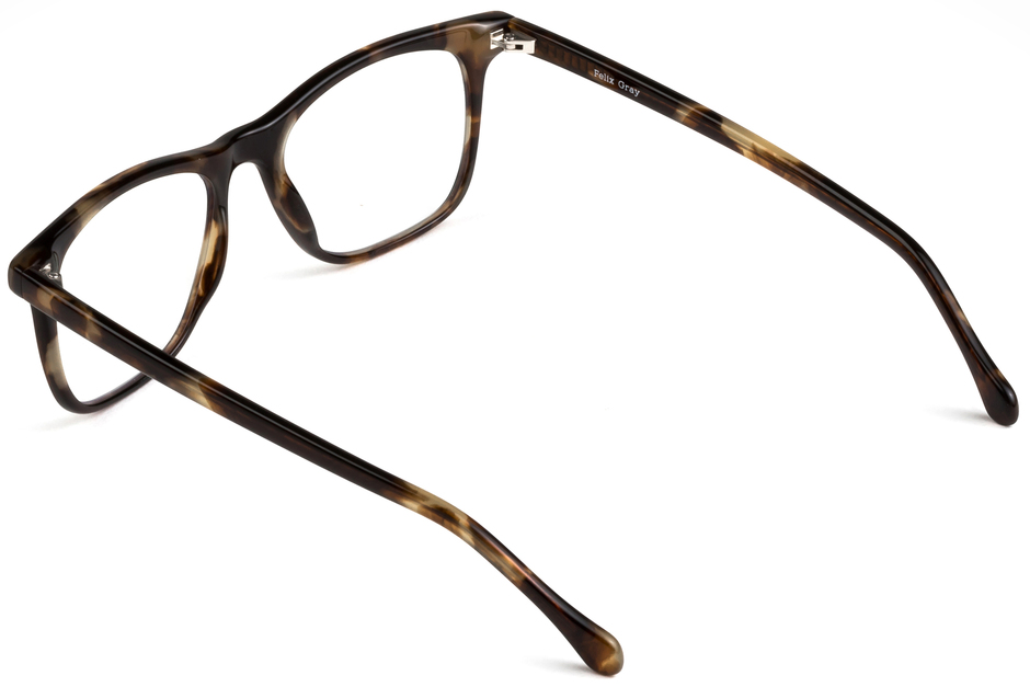 Jemison eyeglasses in whiskey tortoise viewed from angle