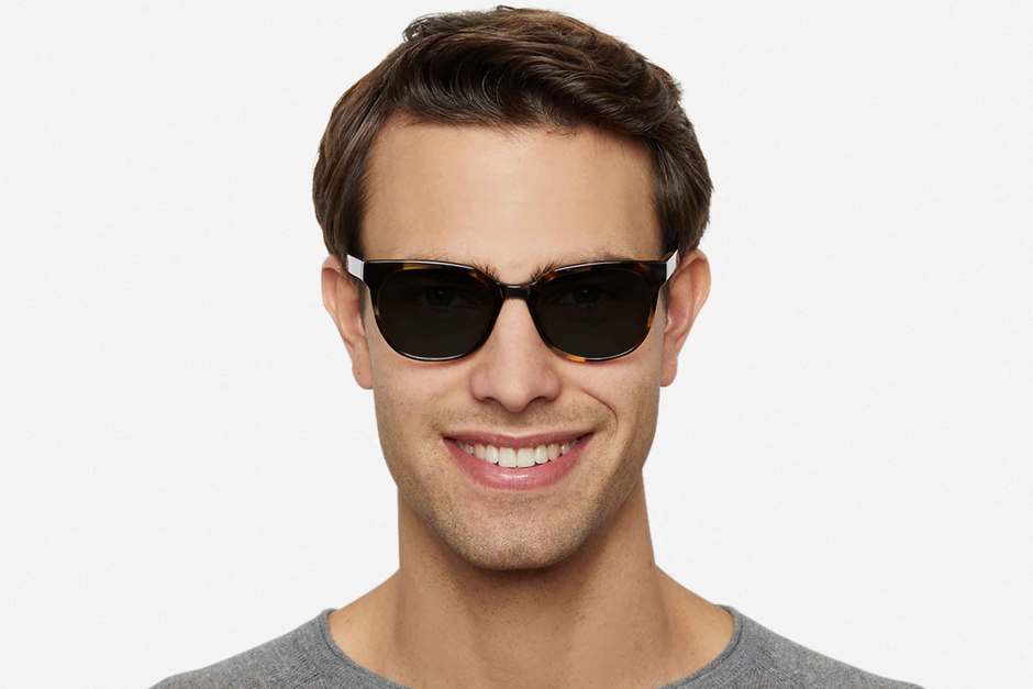 Kelvin sunglasses in whiskey tortoise on male model viewed from front