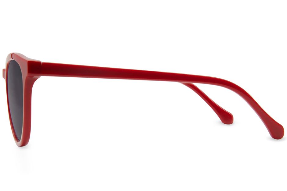 Roman sunglasses in candy apple viewed from side