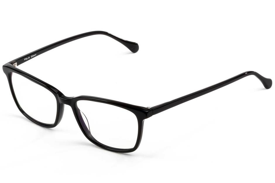 Faraday LBF eyeglasses in black viewed from angle
