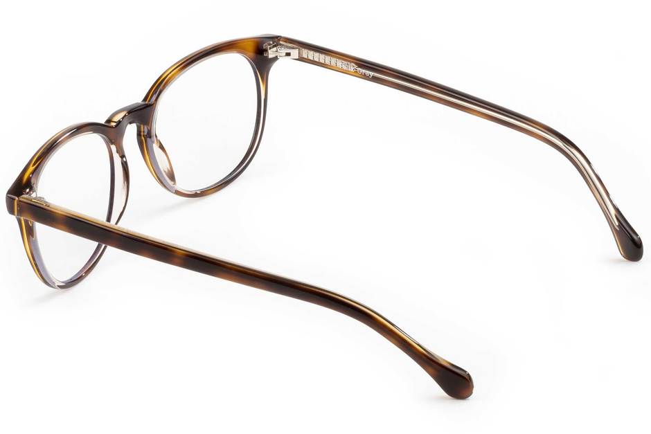 Roebling LBF eyeglasses in sazerac crystal viewed from rear
