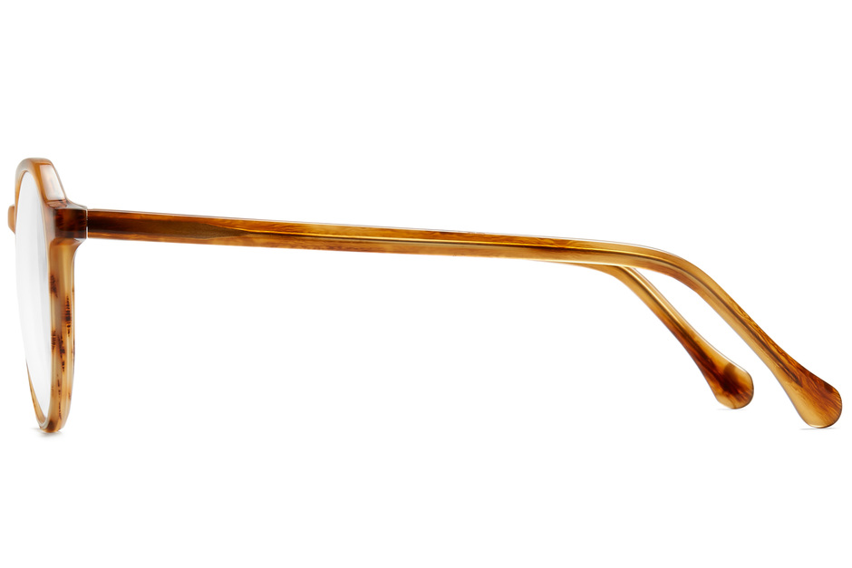 Franklin eyeglasses in amber toffee viewed from side