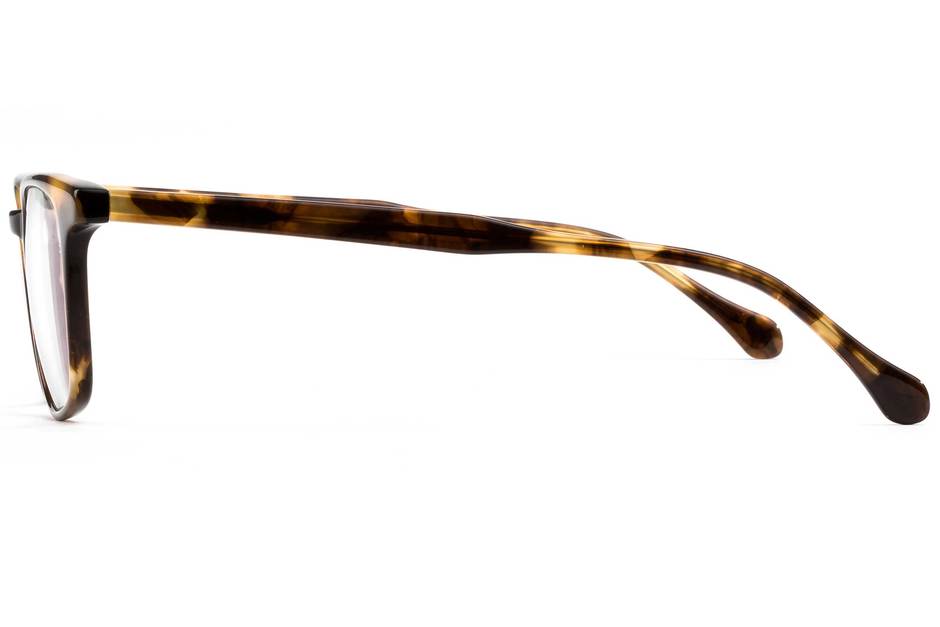 Nash eyeglasses in whiskey tortoise viewed from side