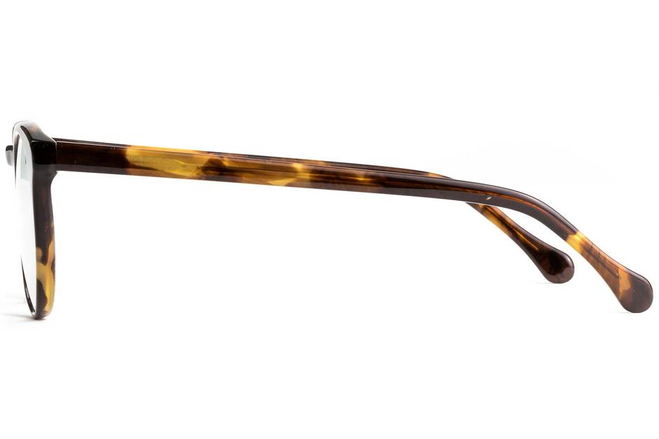 Turing eyeglasses in whiskey tortoise viewed from side