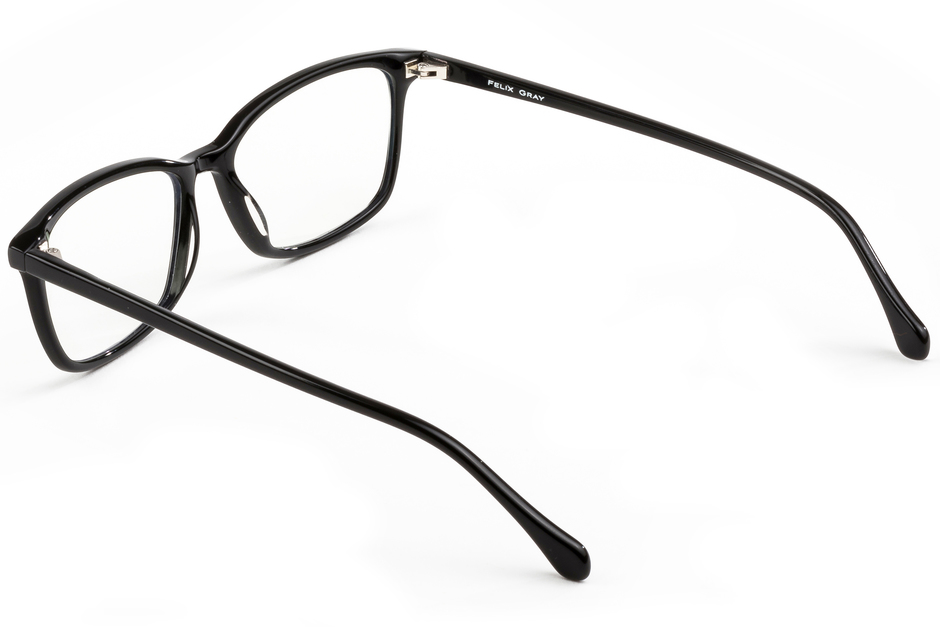 Faraday eyeglasses in black viewed from angle