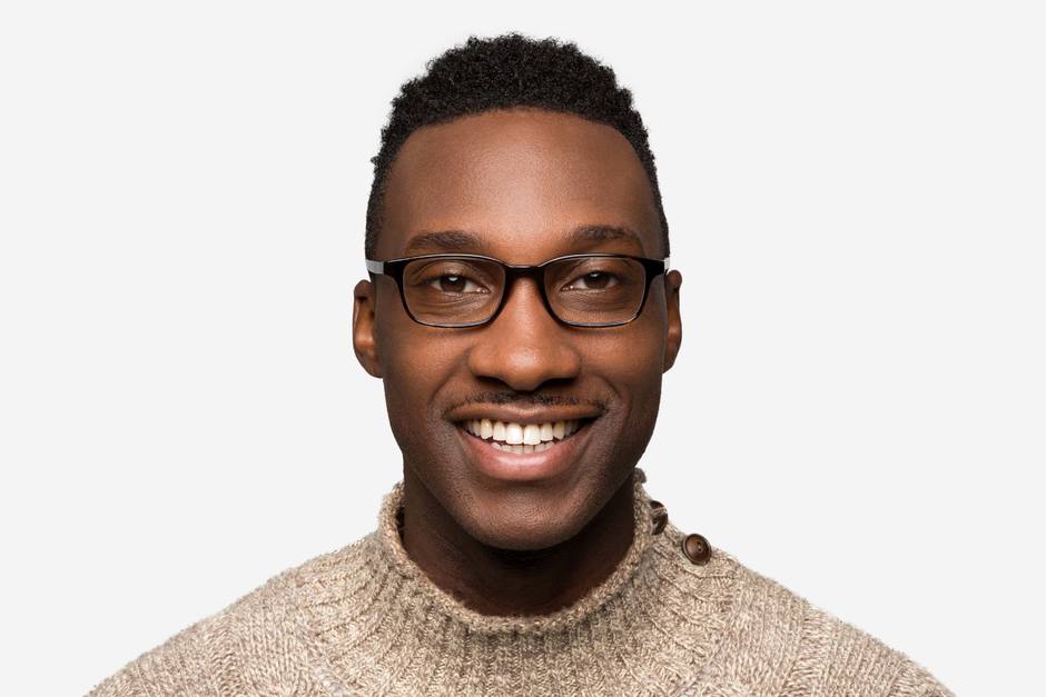 Carver eyeglasses in mahogany on male model viewed from front