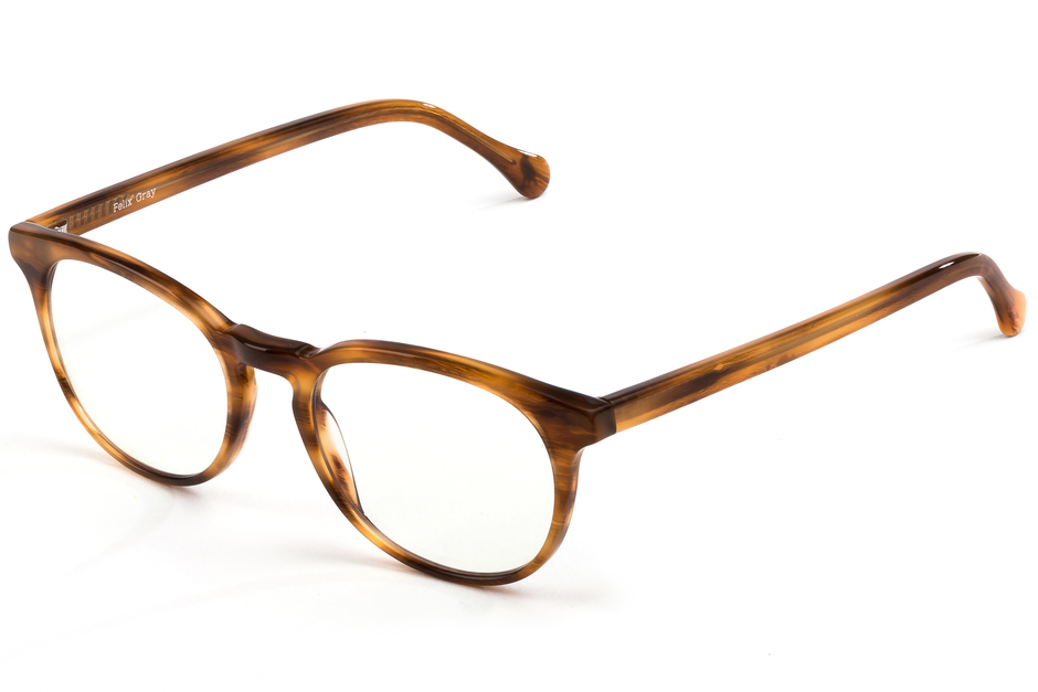 Roebling eyeglasses in amber toffee viewed from front