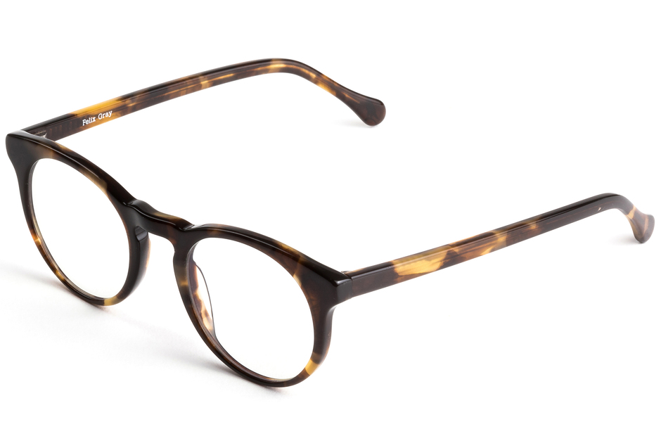 Turing eyeglasses in whiskey tortoise viewed from front